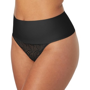 image:imageMaidenform womens Tame Your Tummy Lace Thong Panties Firm Control Shapewear Thong Cool ComfortBlack Swing Lace