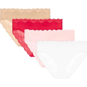 image:imageMaidenform womens Underwear Bikini 4pack Cheeky Bikini Lace Underwear Midrise Moderate Coverage Bikini PackBallerinaRedGlowWhite