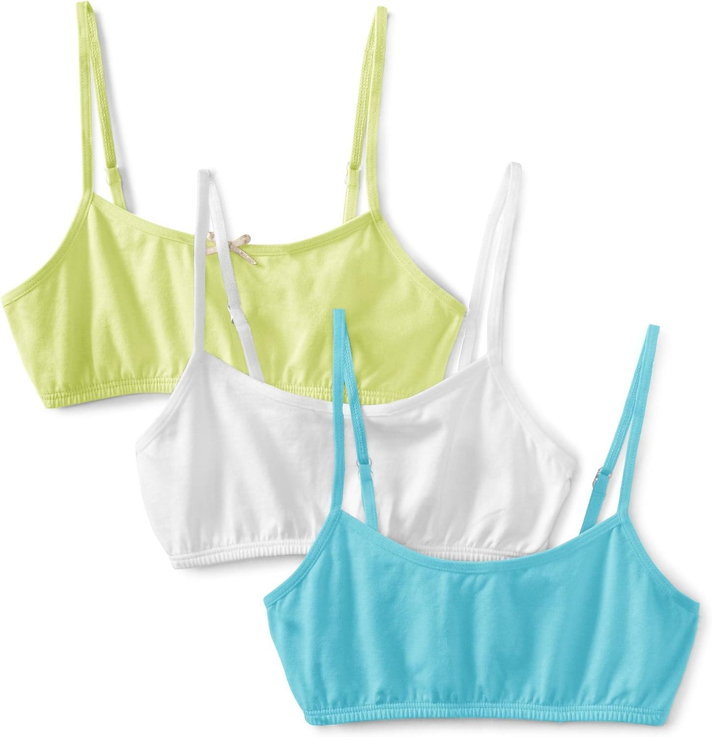 image:imageMaidenform Girl Big Girls Crop Bra Pack of 3Radiance BlueGreenWhite