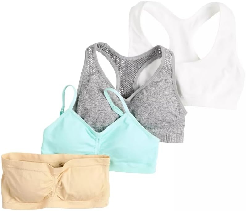 image:imageMaidenform Girls Seamless Ruched Crop BraNudeLimpet ShellWhiteHeather Grey
