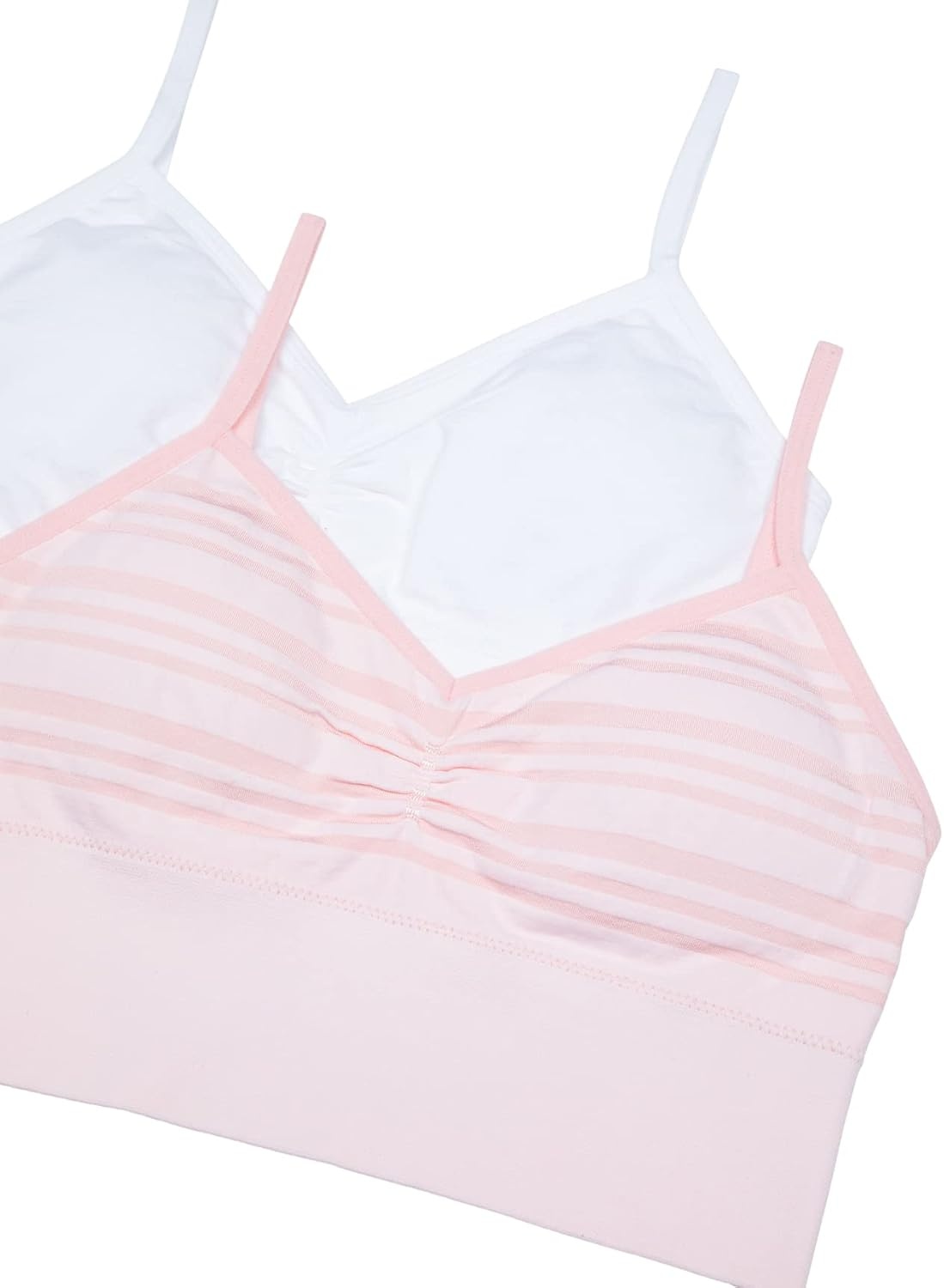 image:imageMaidenform Girls Seamless Ruched Crop BraRose Quartz StripeWhite