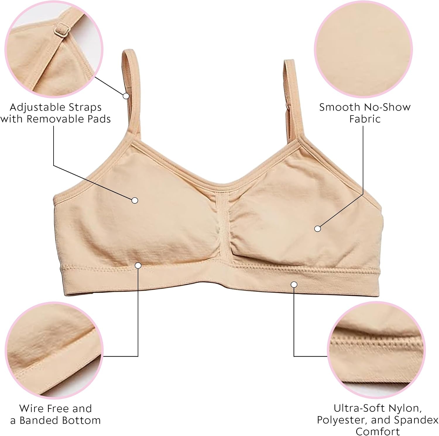 image:imageMaidenform Girls Seamless Ruched Crop BraRose Quartz StripeWhite