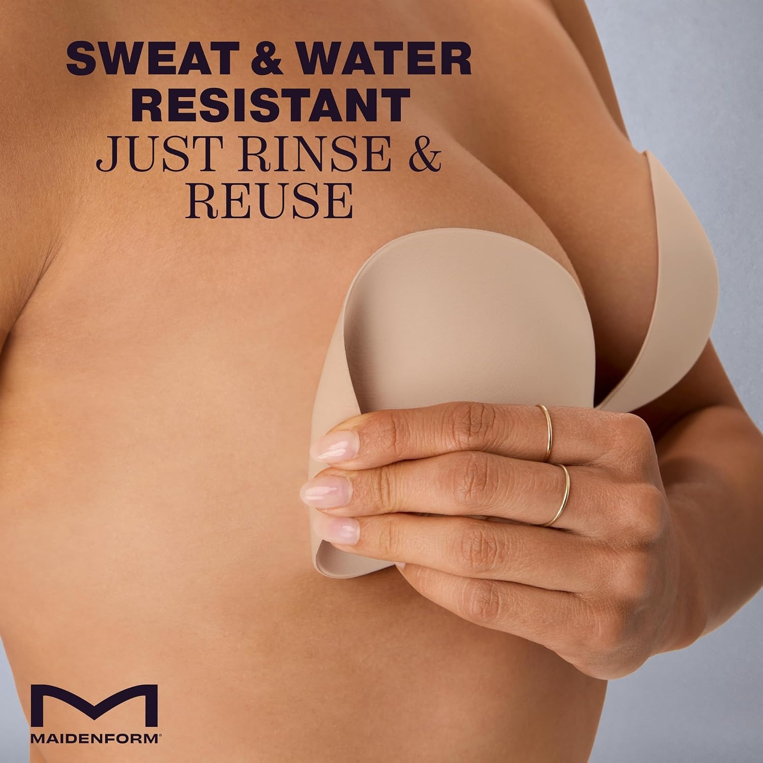 image:imageMaidenform Womens Adhesive Bra Invisible Reusable Sticky Bras for Women Strapless Sweat amp Water ResistantAlmond