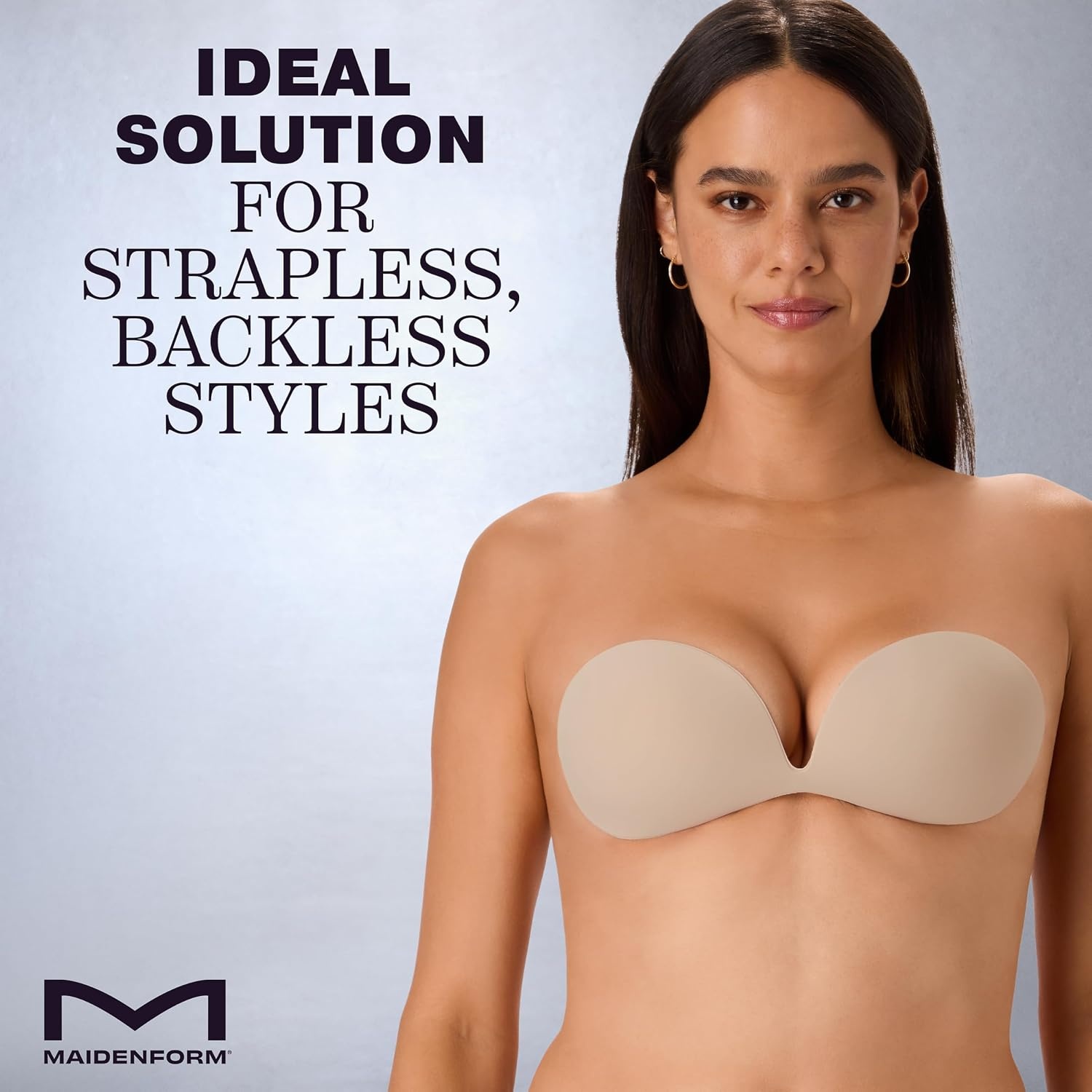 image:imageMaidenform Womens Adhesive Bra Invisible Reusable Sticky Bras for Women Strapless Sweat amp Water ResistantAlmond