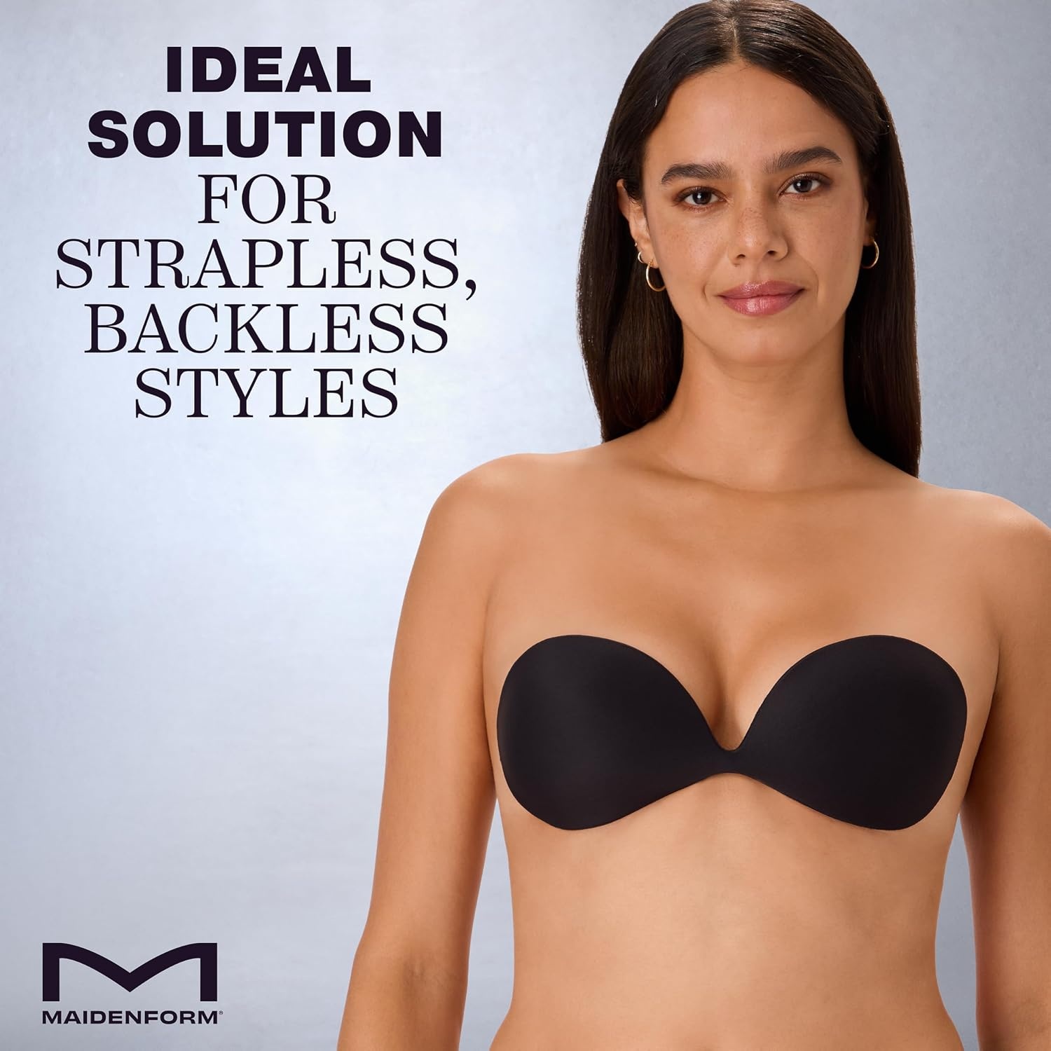 image:imageMaidenform Womens Adhesive Bra Invisible Reusable Sticky Bras for Women Strapless Sweat amp Water ResistantBlack