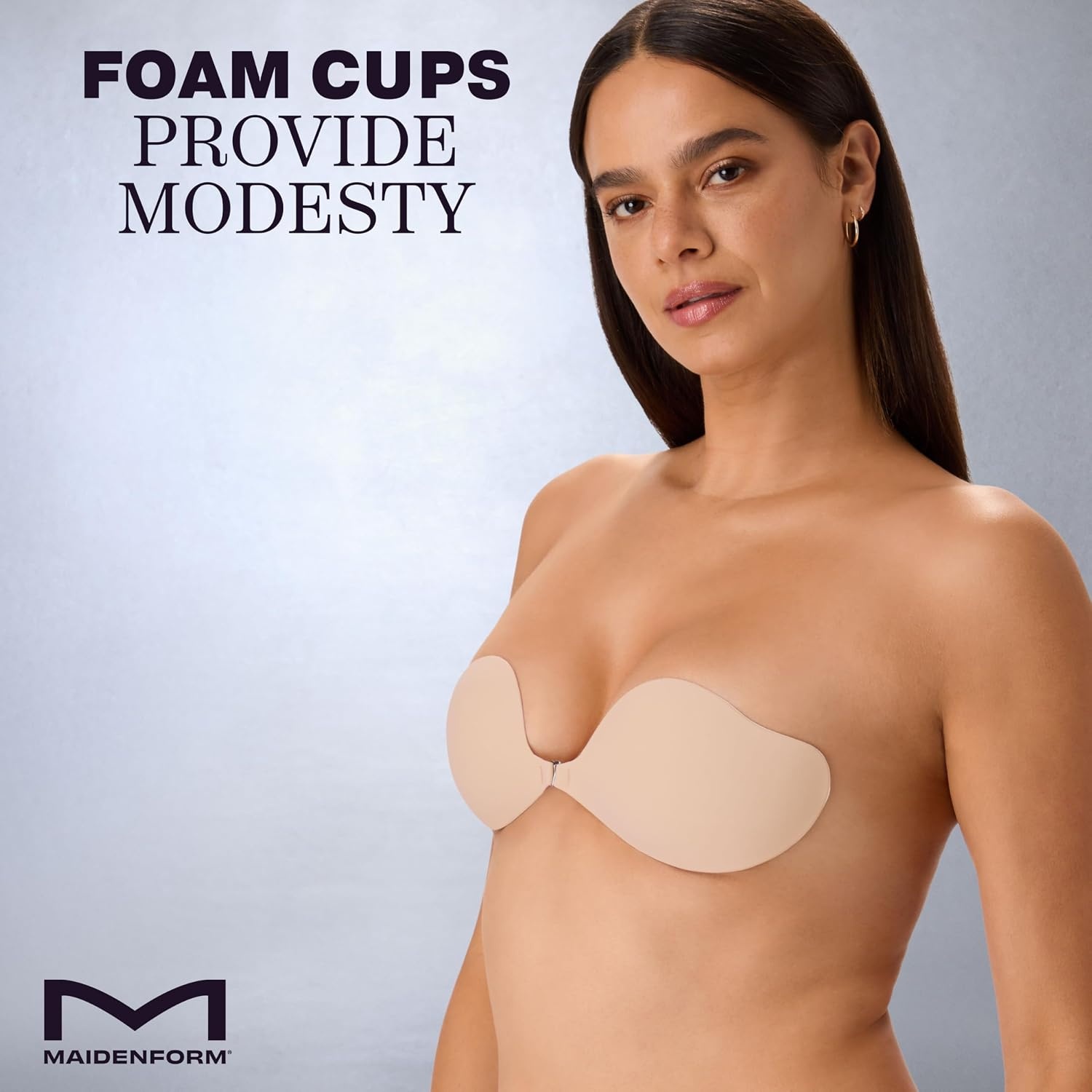 image:imageMaidenform Womens Adhesive Bra with Front Clip Reusable Sticky Bras for Women with Front Clip Strapless Water ResistantAlmond