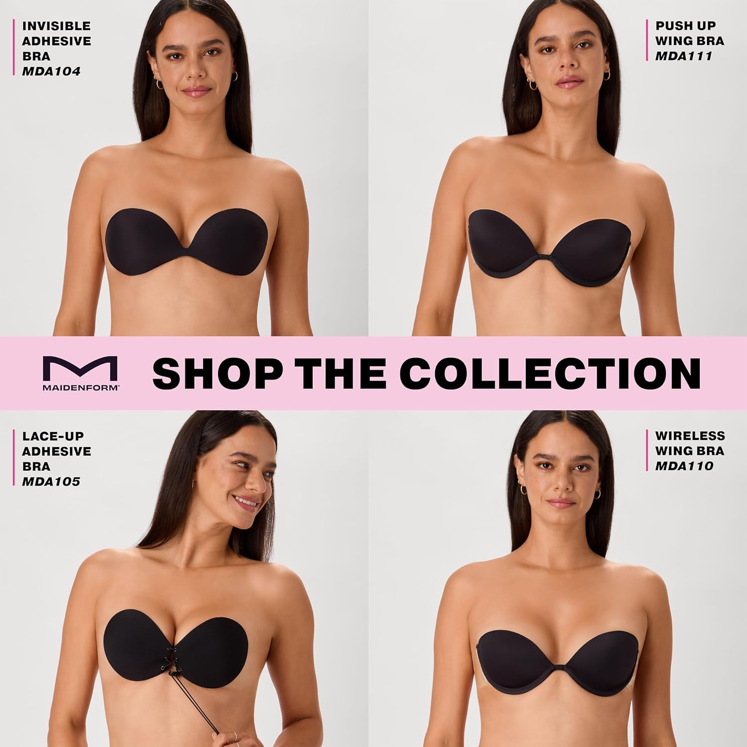 image:imageMaidenform Womens Adhesive Bra with Front Clip Reusable Sticky Bras for Women with Front Clip Strapless Water ResistantBlack