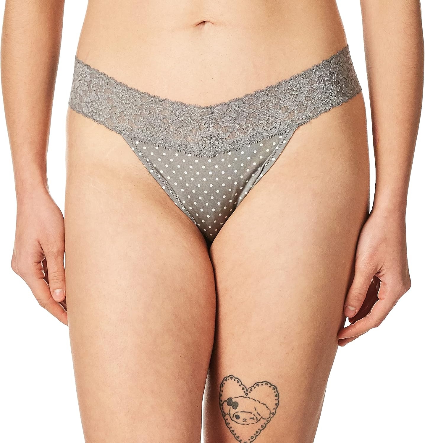 image:imageMaidenform Womens Dream with Lace Thong PantySteel GreyWhite Dot