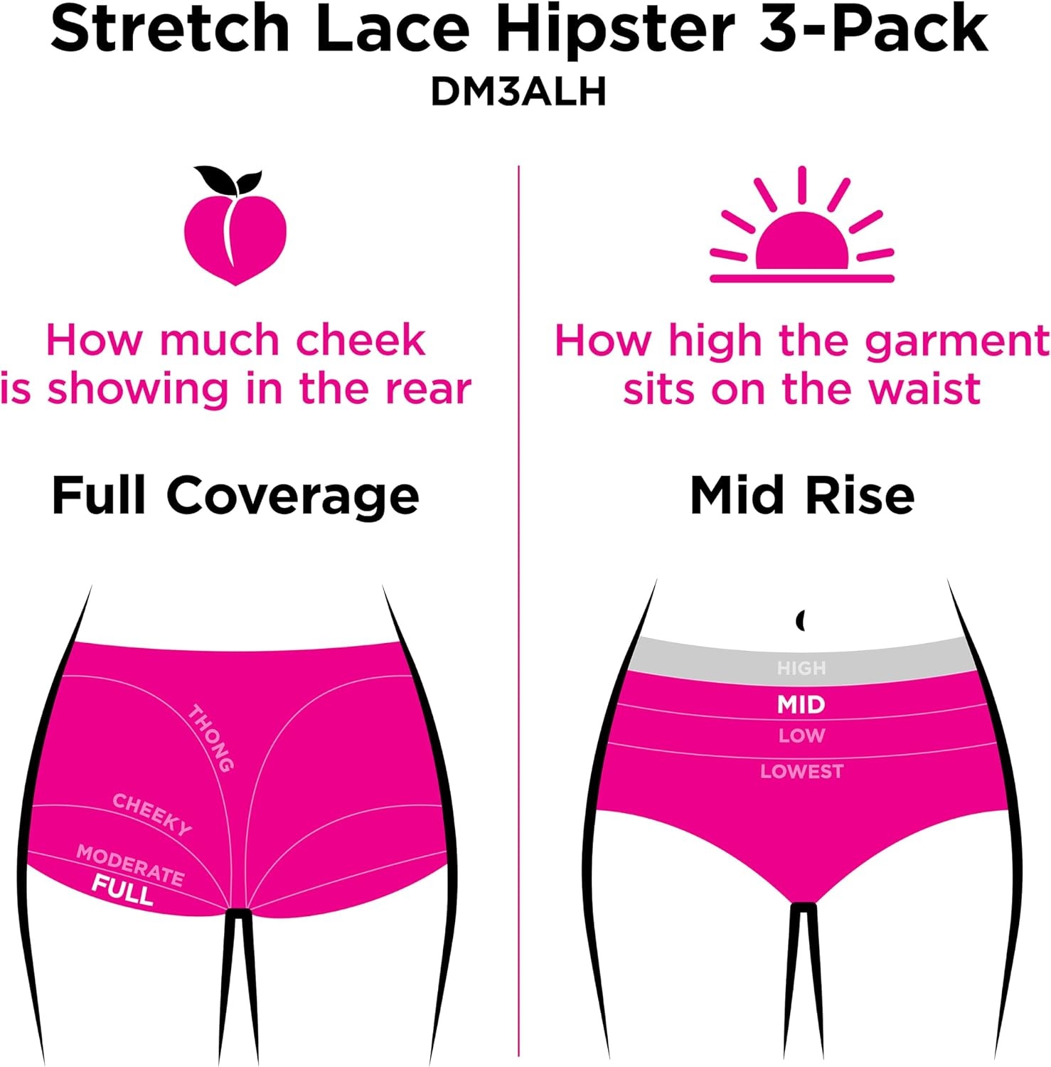 image:imageMaidenform Womens Hipster Underwear Stretch Lace Panties for Women 3packBlackBlackBlack Lace
