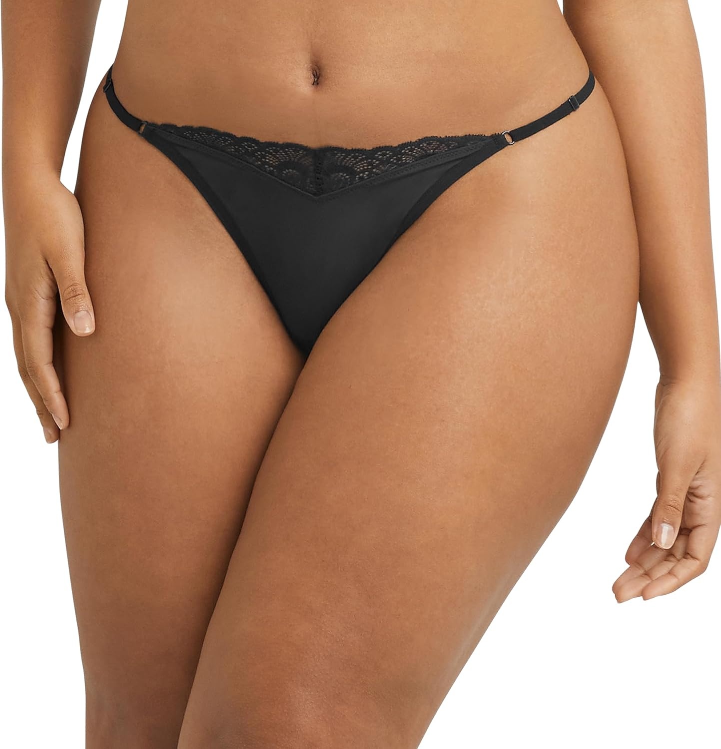 image:imageMaidenform Womens M Adjustable String Thong Underwear No show Panties Multiway Straps 3 packBlackBlackBlack