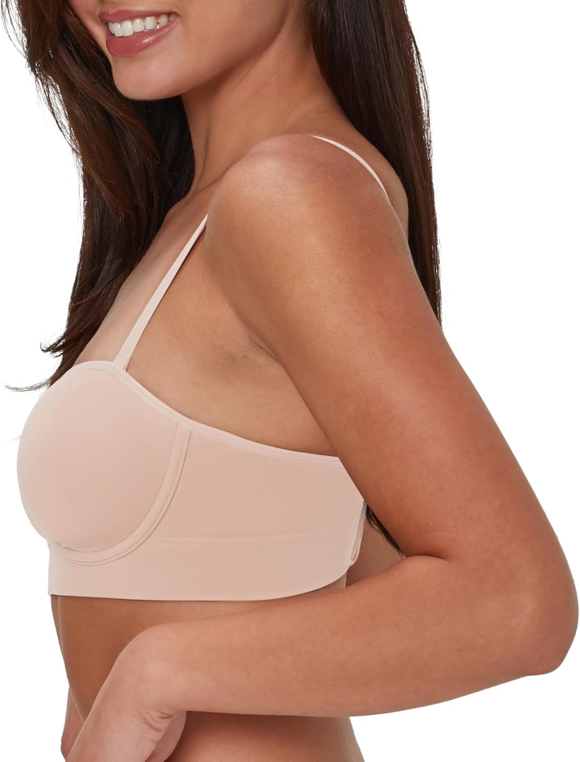 image:imageMaidenform Womens M Balconette Bralette Soft Wireless Pullover Bra 8Way Convertible StrapsEvening Blush