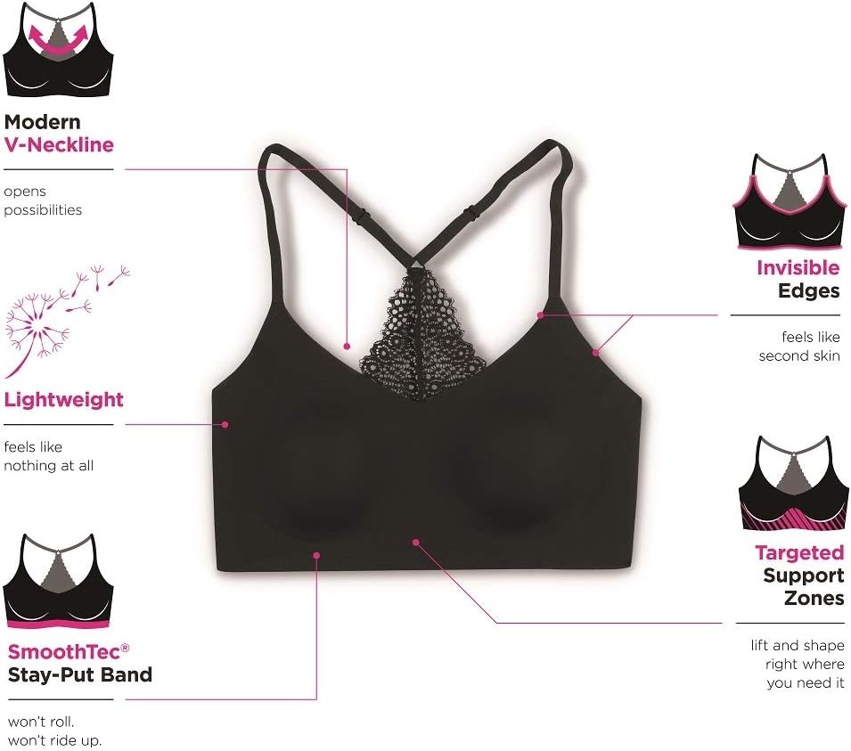image:imageMaidenform Womens M Lace Racerback Pullover Bralette Lacy Wireless Bra with RacerbackLatte Lift