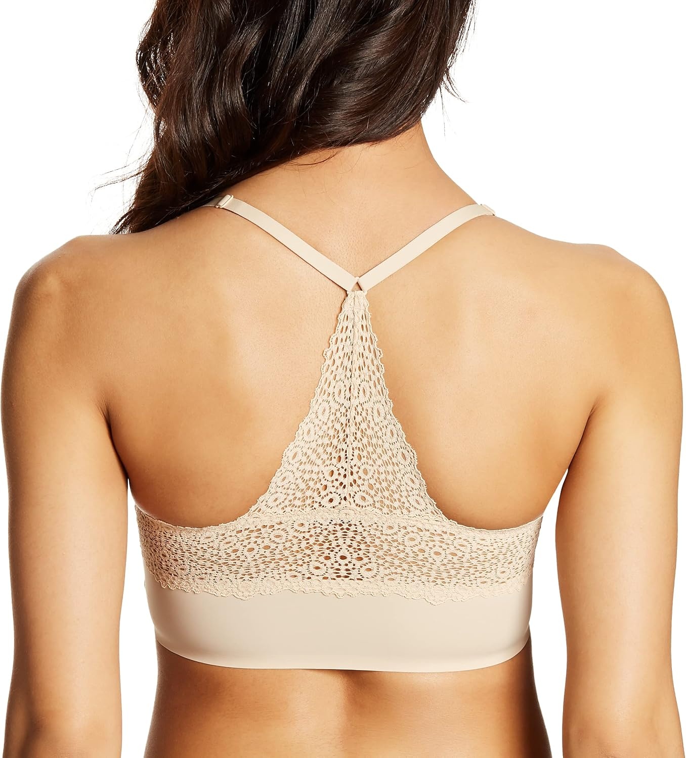 image:imageMaidenform Womens M Lace Racerback Pullover Bralette Lacy Wireless Bra with RacerbackLatte Lift