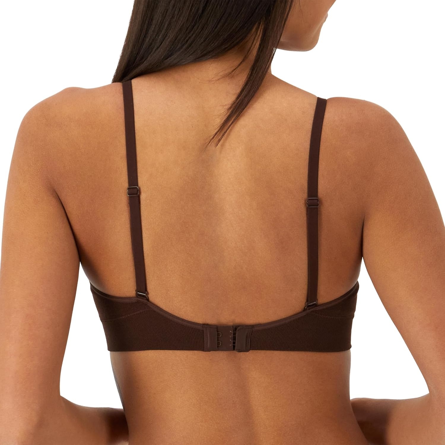 image:imageMaidenform Womens M Rib Seamless Bralette Soft Wireless Pullover Bra Convertible StrapsJust Brown