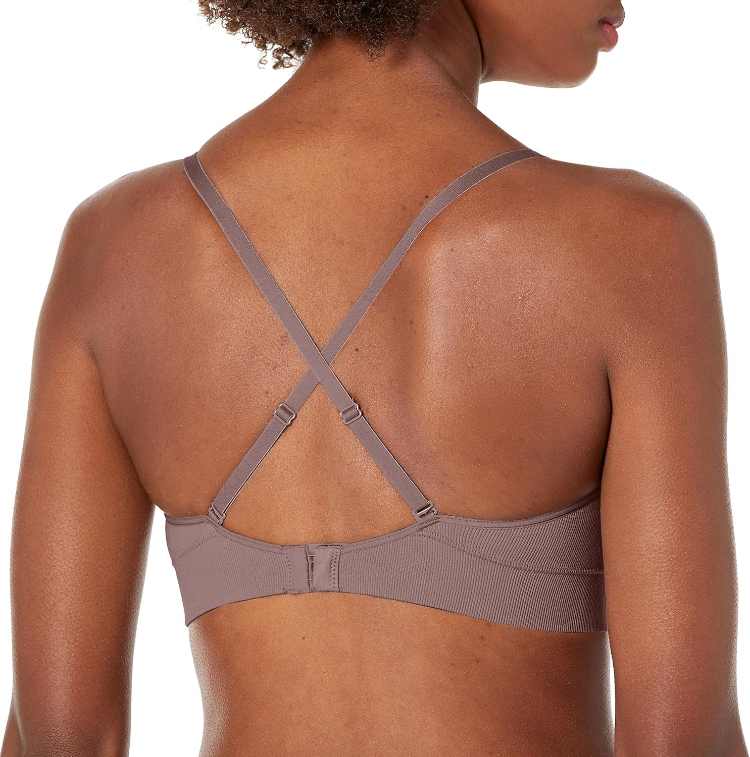 image:imageMaidenform Womens M Rib Seamless Bralette Soft Wireless Pullover Bra Convertible StrapsSparrow Brown