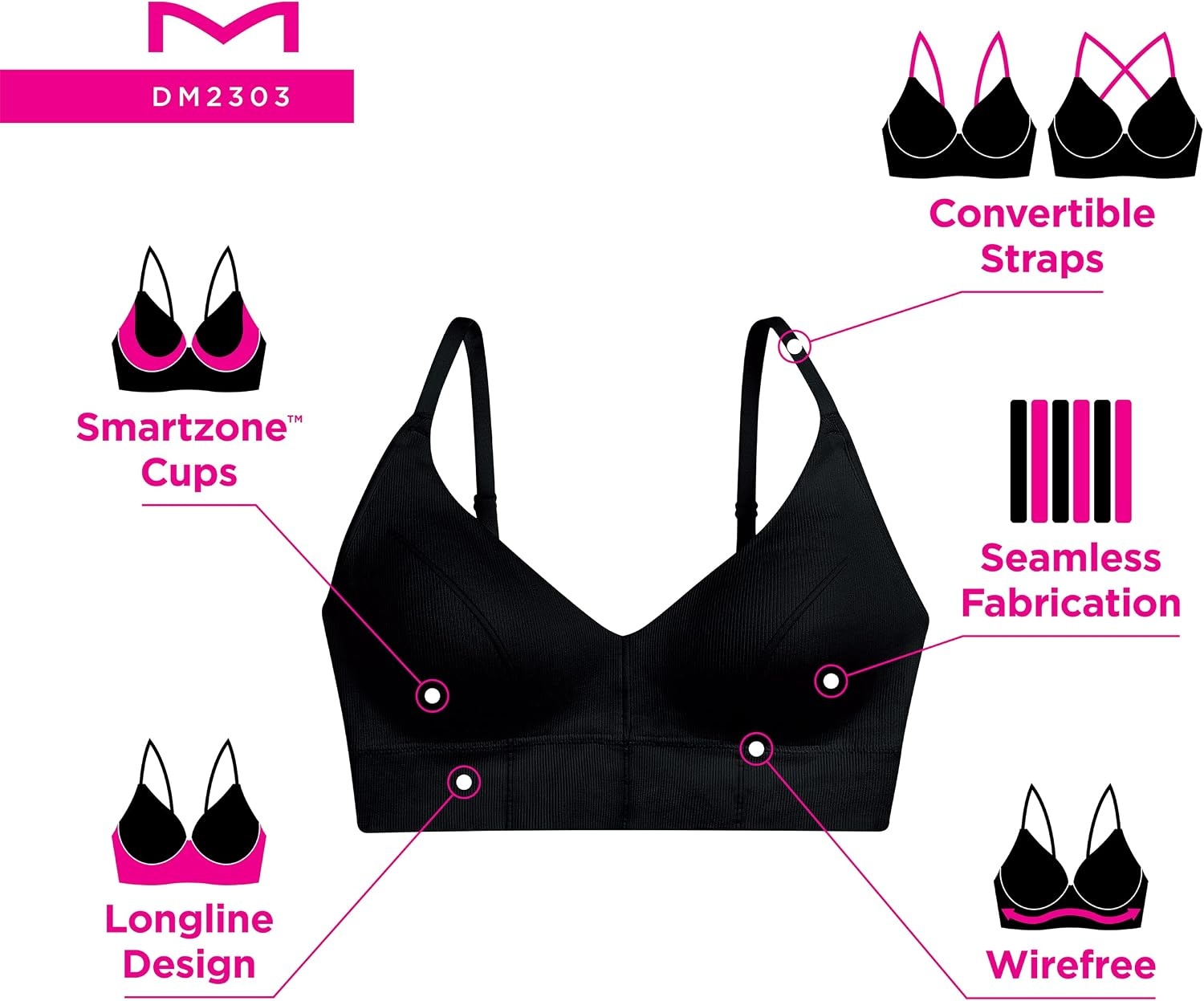image:imageMaidenform Womens M Rib Seamless Bralette Soft Wireless Pullover Bra Convertible StrapsUrchin Teal
