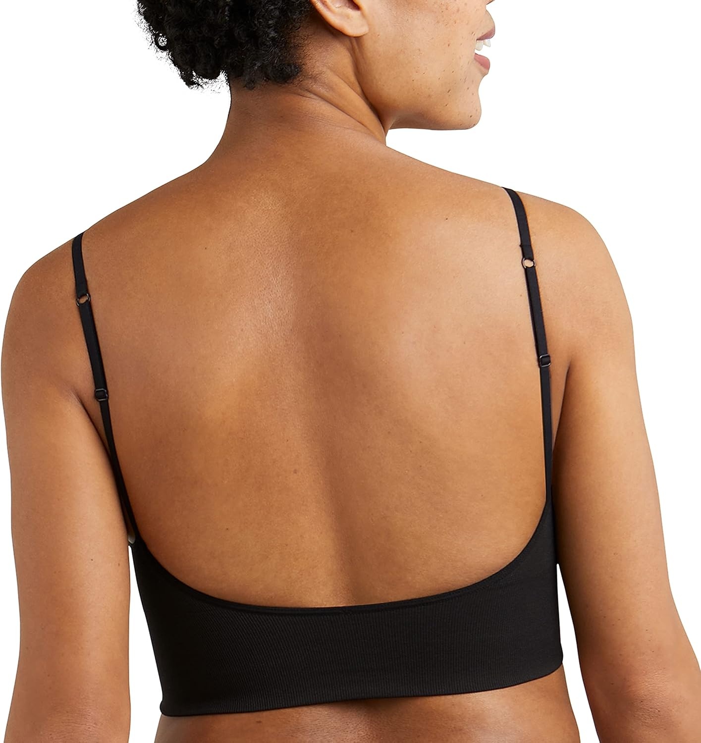 image:imageMaidenform Womens M Rib Seamless Brami Pullover Wireless VNeck Cami Bra Removable CupsBlack