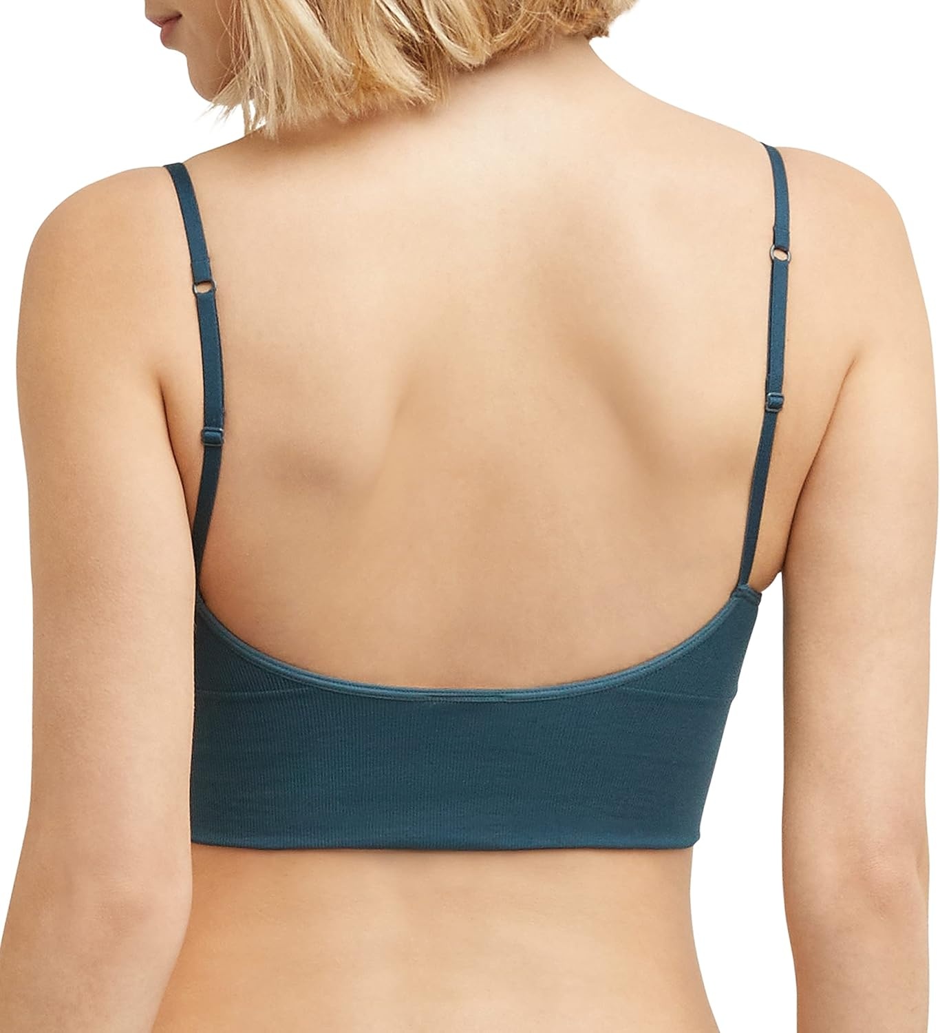 image:imageMaidenform Womens M Rib Seamless Brami Pullover Wireless VNeck Cami Bra Removable CupsUrchin Teal