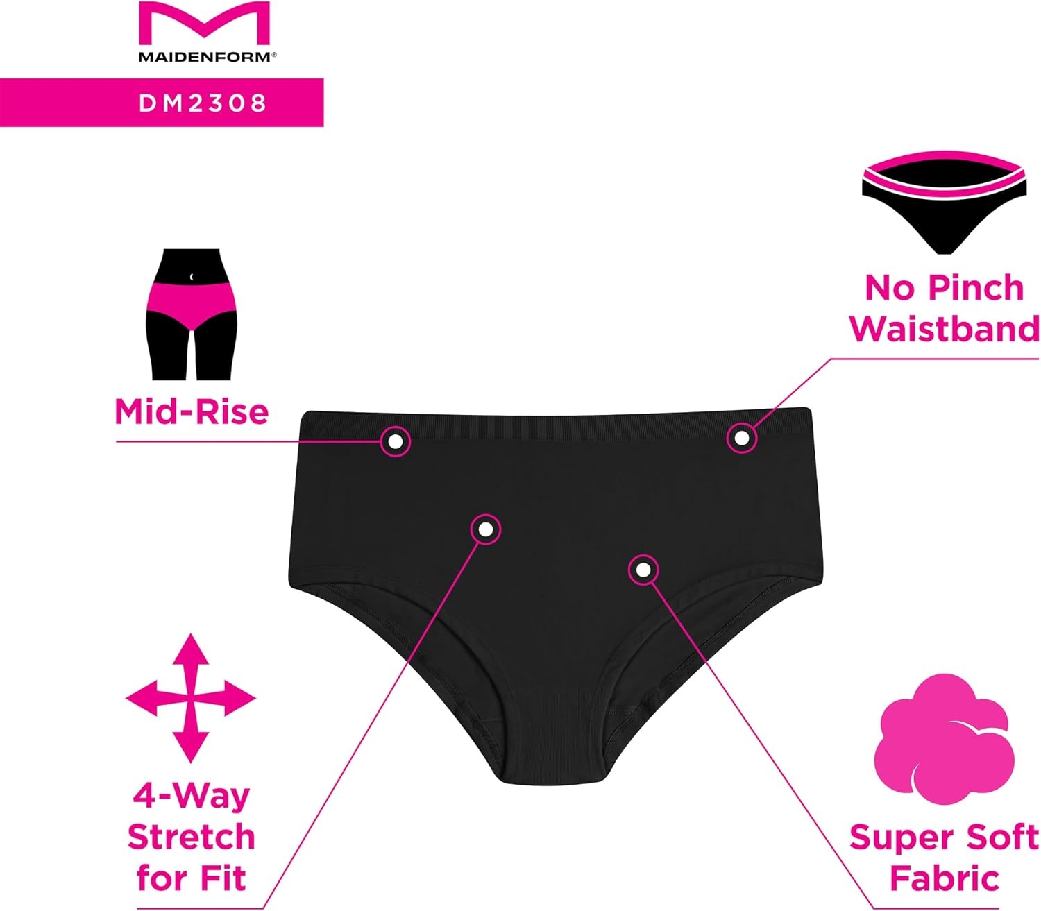 image:imageMaidenform Womens M Seamless Bikini Midrise Hipster Panty Seamless Underwear for Women 3packWhiteSandshellEvening Blush