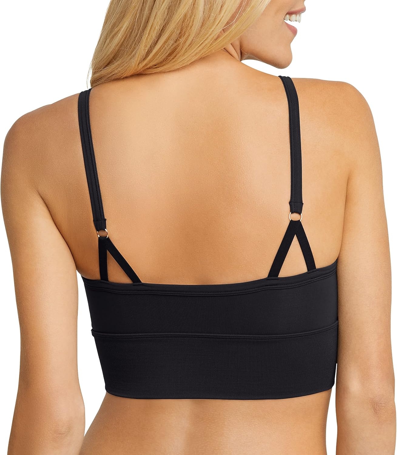 image:imageMaidenform Womens M Seamless Crop Tank Wireless Bralette LongLine Cropped Pullover BraBlack