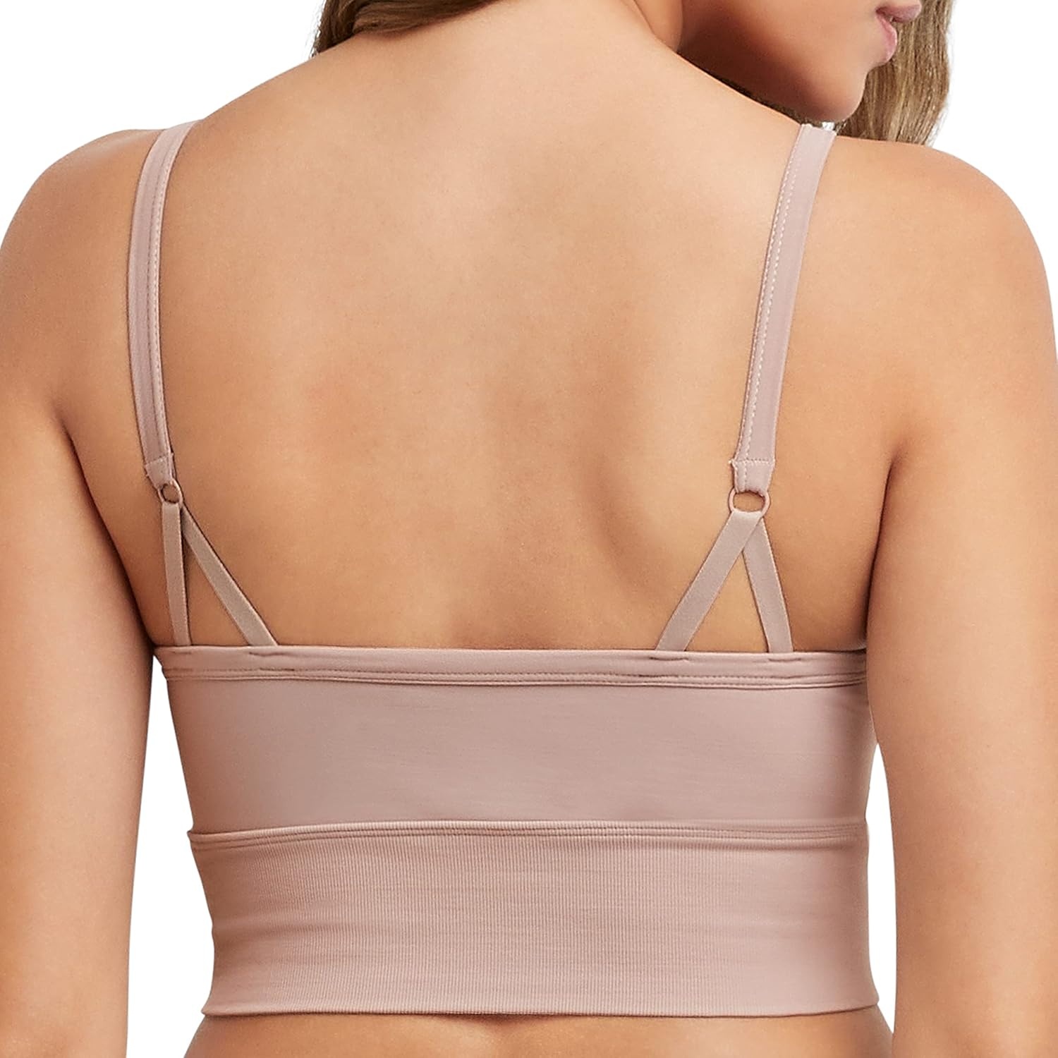 image:imageMaidenform Womens M Seamless Crop Tank Wireless Bralette LongLine Cropped Pullover BraEvening Blush