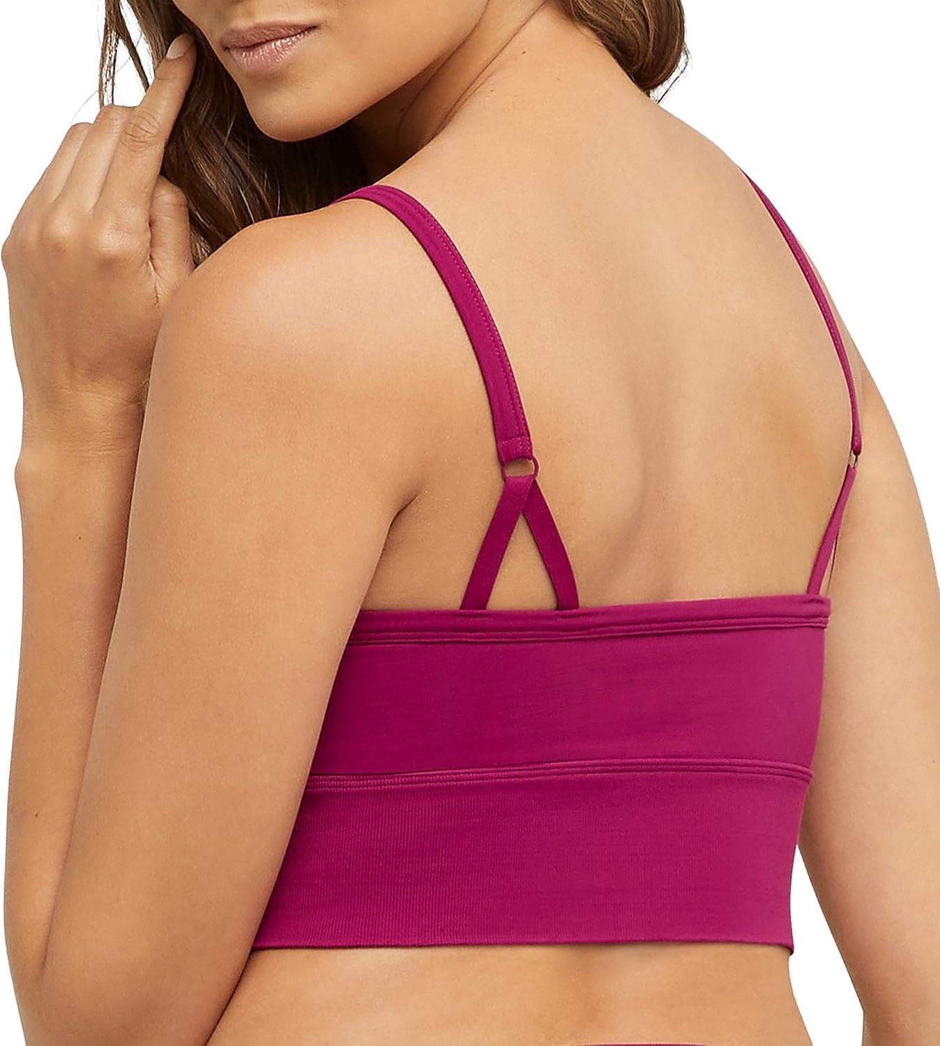image:imageMaidenform Womens M Seamless Crop Tank Wireless Bralette LongLine Cropped Pullover BraVenture Pink