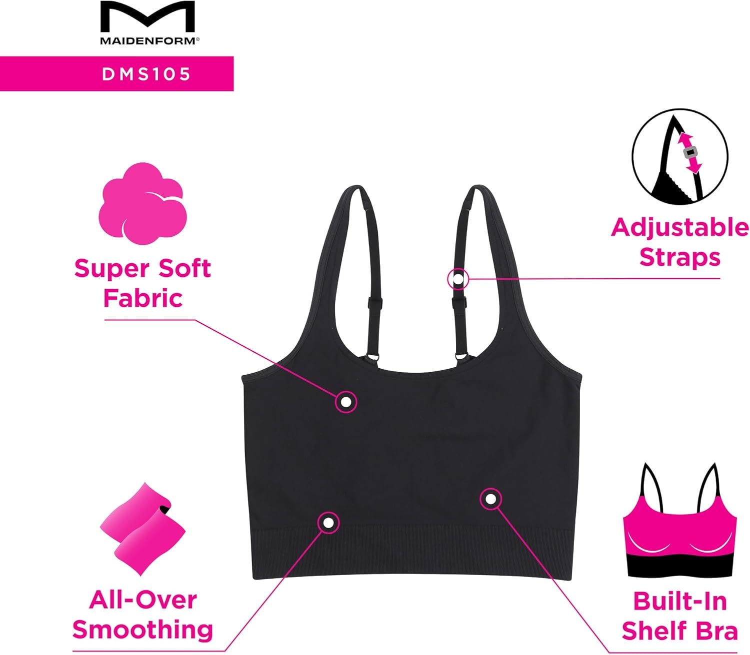 image:imageMaidenform Womens M Smoothing Seamless Cropped CamiSojourn Lilac