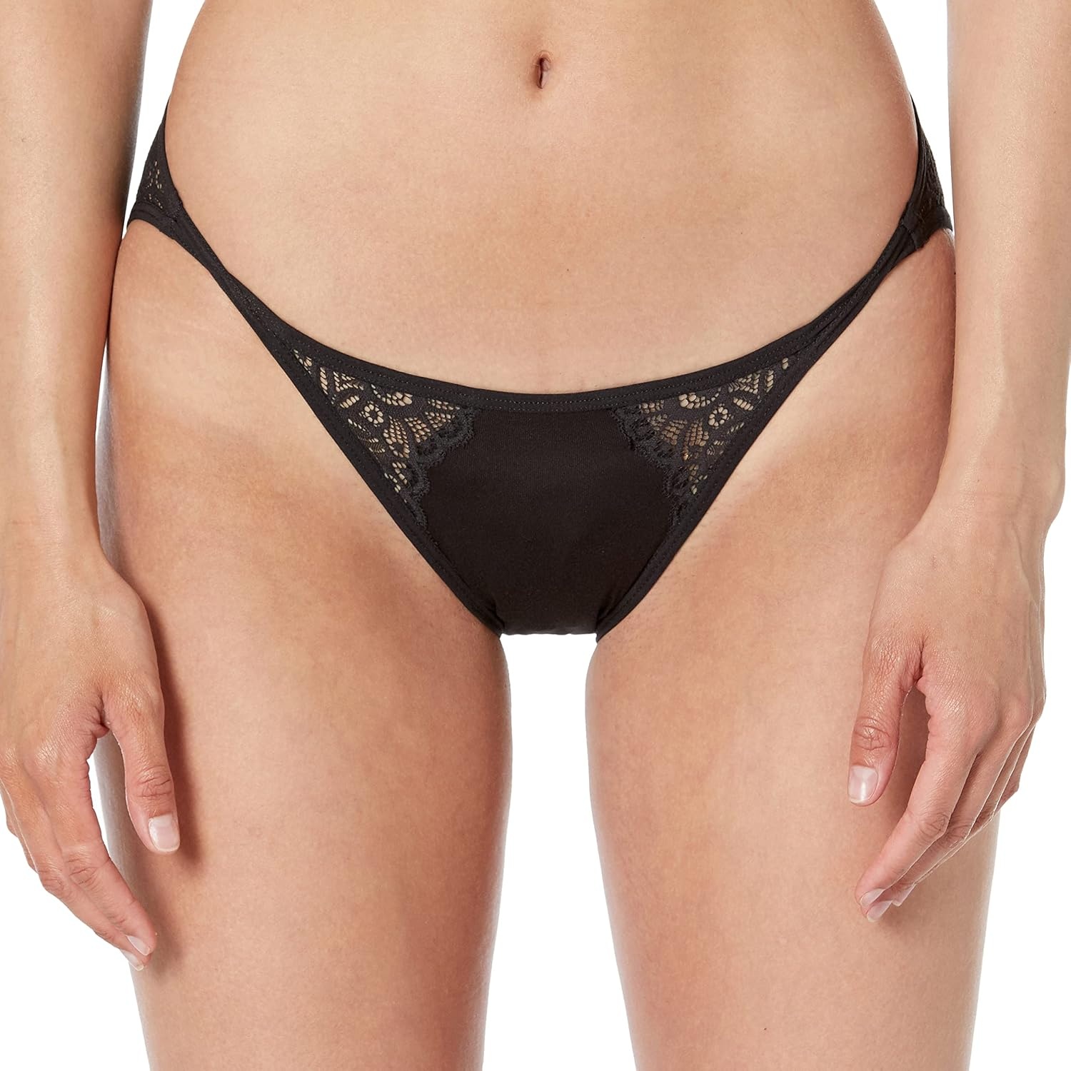 image:imageMaidenform Womens M String Bikini Panties with Lace Accents Bikini Underwear for Women 3PackBlackBlackBlack