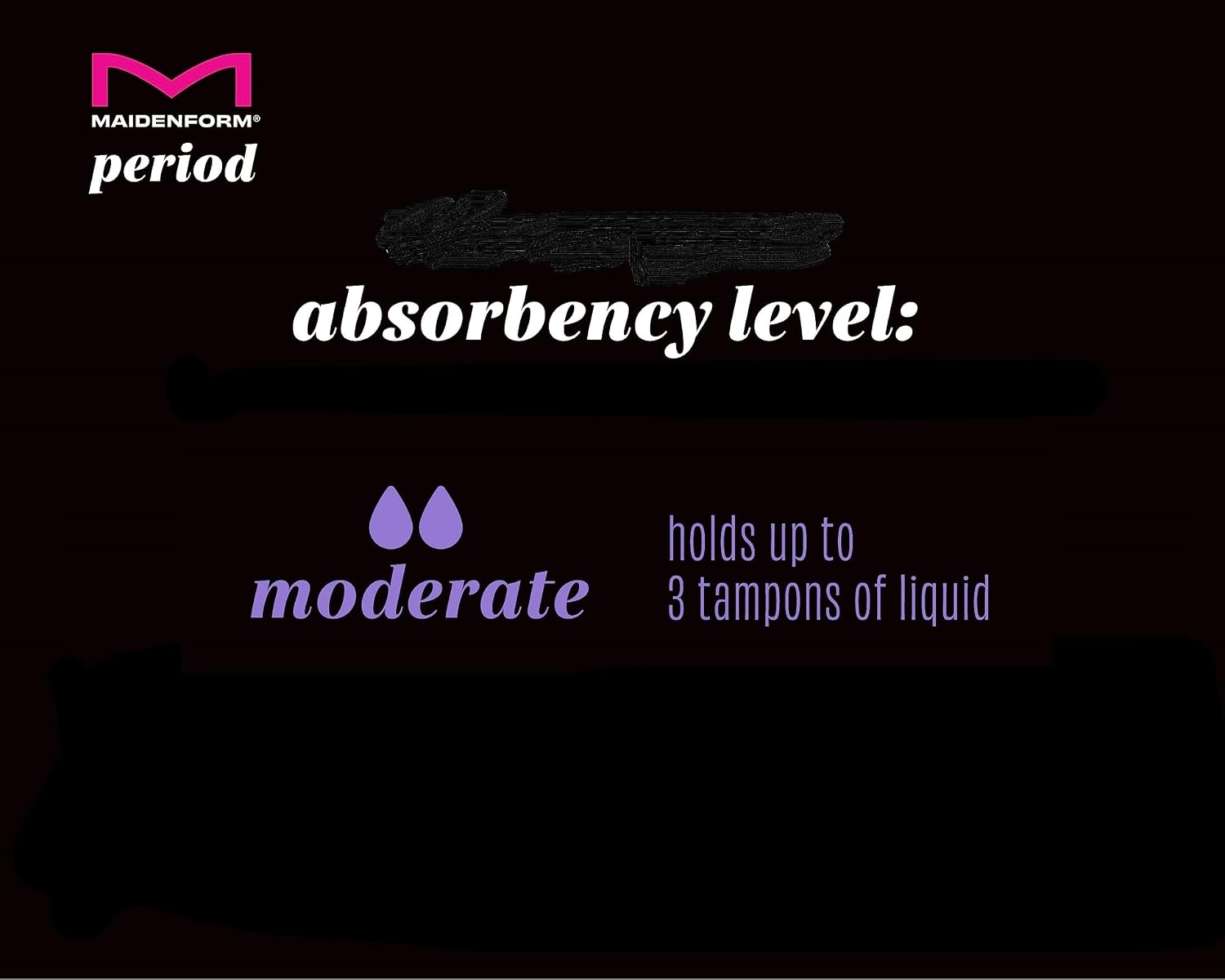 image:imageMaidenform Womens Moderate Absorbency Period Bikini Panties Builtin Liner Odor Guard 3PackBlack Black Black