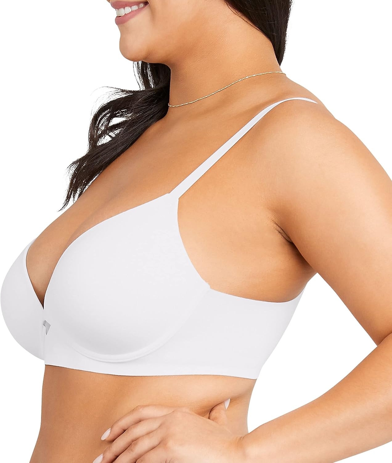 image:imageMaidenform Womens One Fab Fit Wireless Demi Bra with Convertible Straps and Lightly Lined CupsWhite