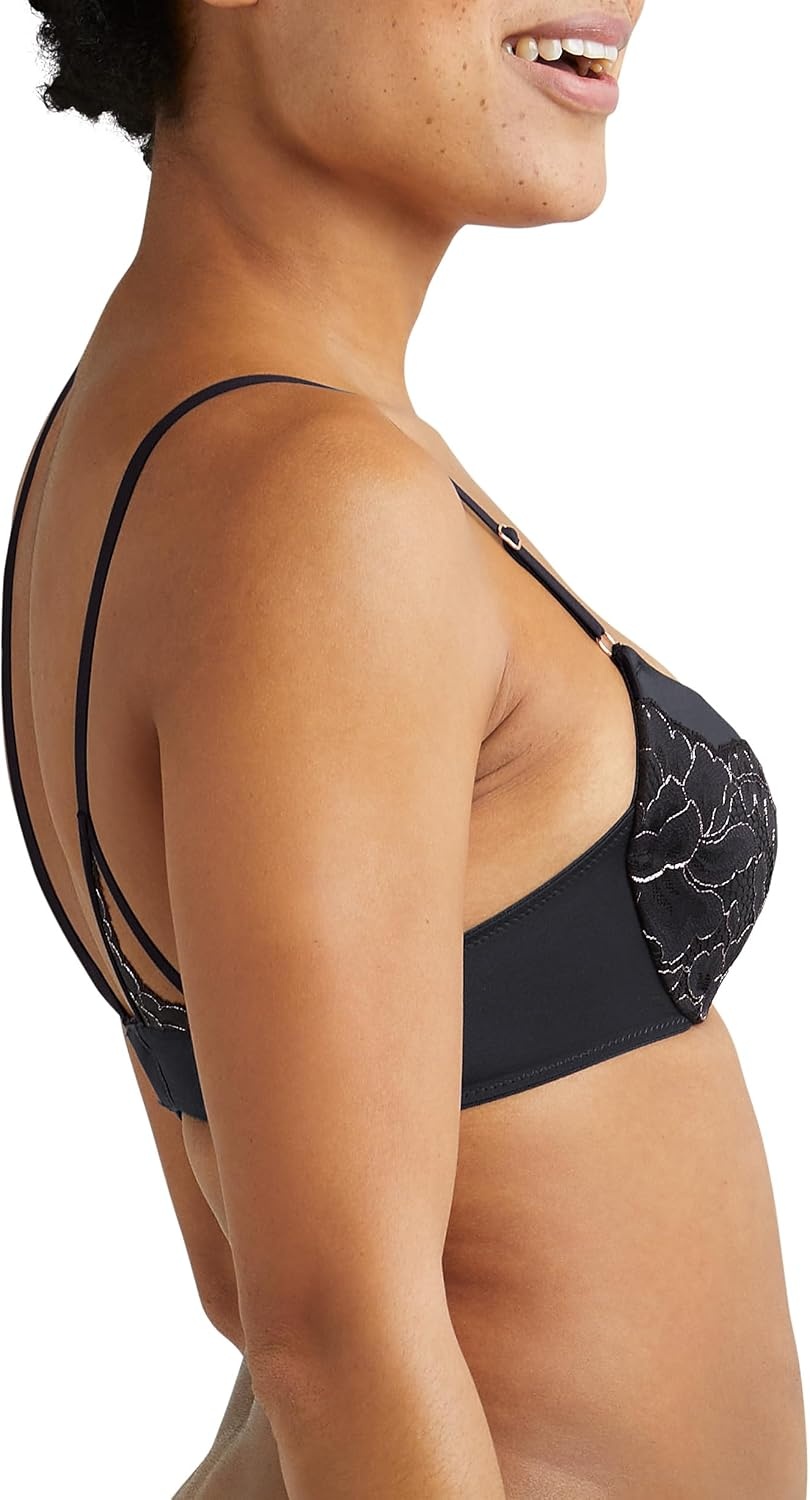 image:imageMaidenform Womens PushUp Bra Love The Lift Lace Demi PushUp Bras for Women Smoothing Underwire Convertible StrapsBlackRose Gold