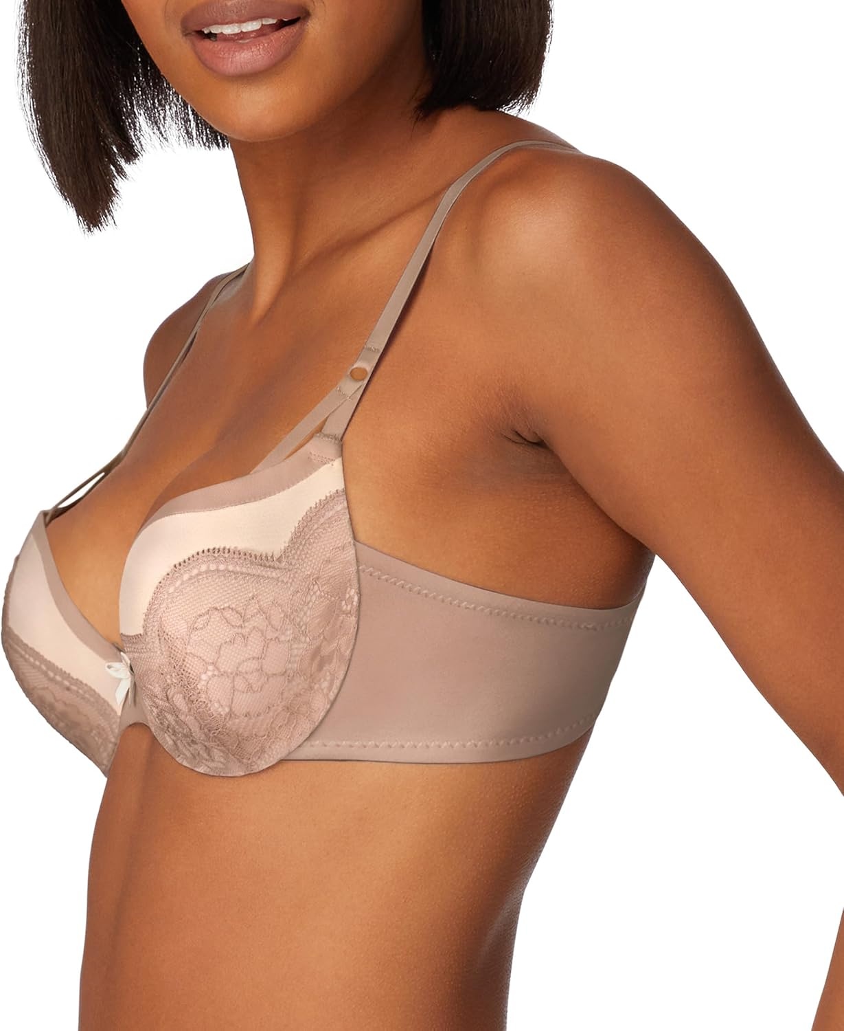 image:imageMaidenform Womens PushUp Bra Love The Lift Lace Demi PushUp Bras for Women Smoothing Underwire Convertible StrapsEvening BlushCream Strappy Lace