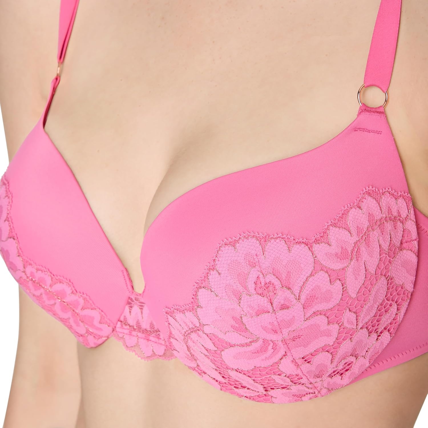 image:imageMaidenform Womens PushUp Bra Love The Lift Lace Demi PushUp Bras for Women Smoothing Underwire Convertible StrapsHeirloom Pink W Gold