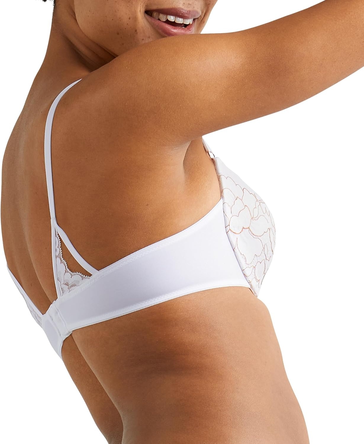 image:imageMaidenform Womens PushUp Bra Love The Lift Lace Demi PushUp Bras for Women Smoothing Underwire Convertible StrapsWhiteRose Gold
