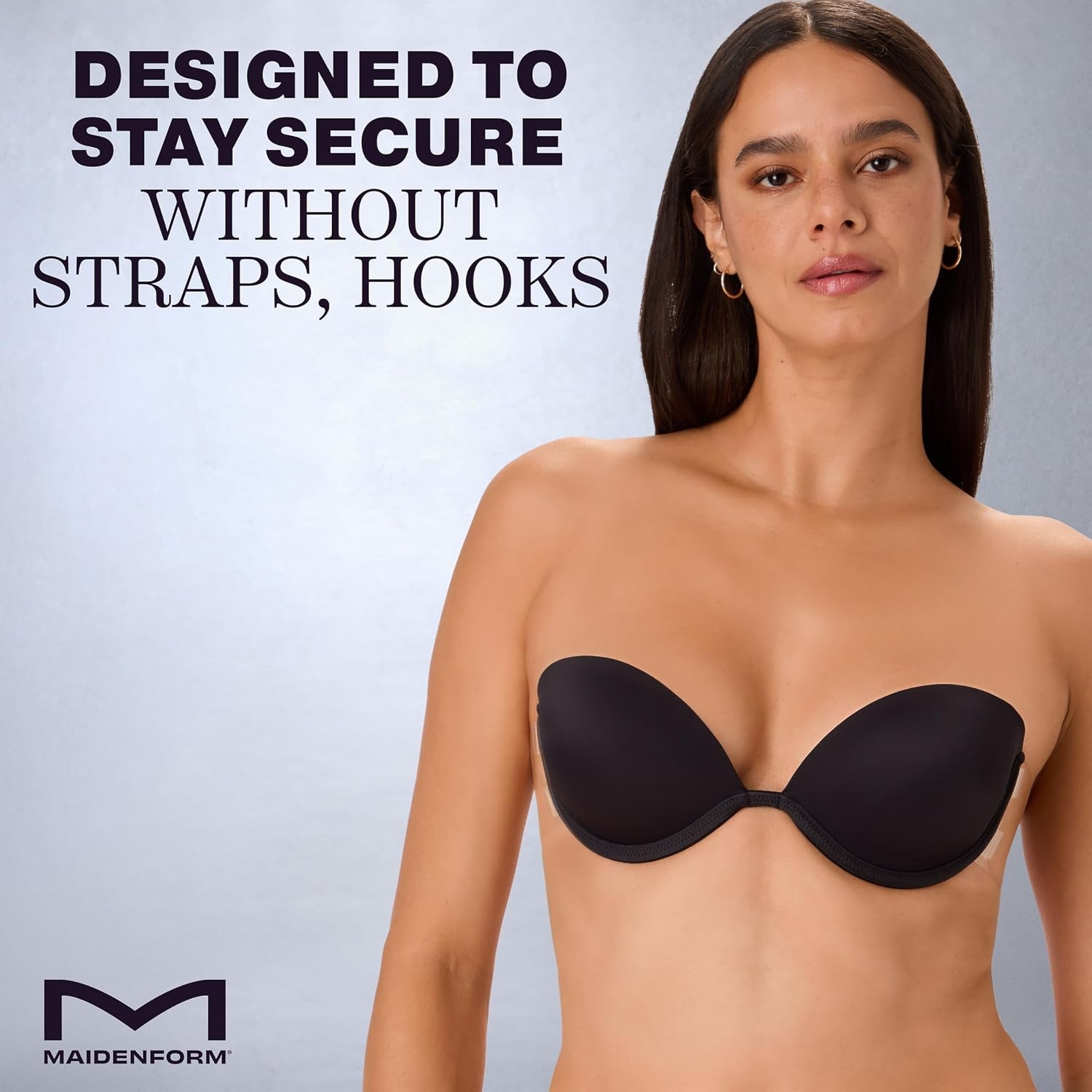 image:imageMaidenform Womens Pushup Bra with Wings Wireless Sticky Bras for Women Reusable Sweat amp Water ResistantBlack