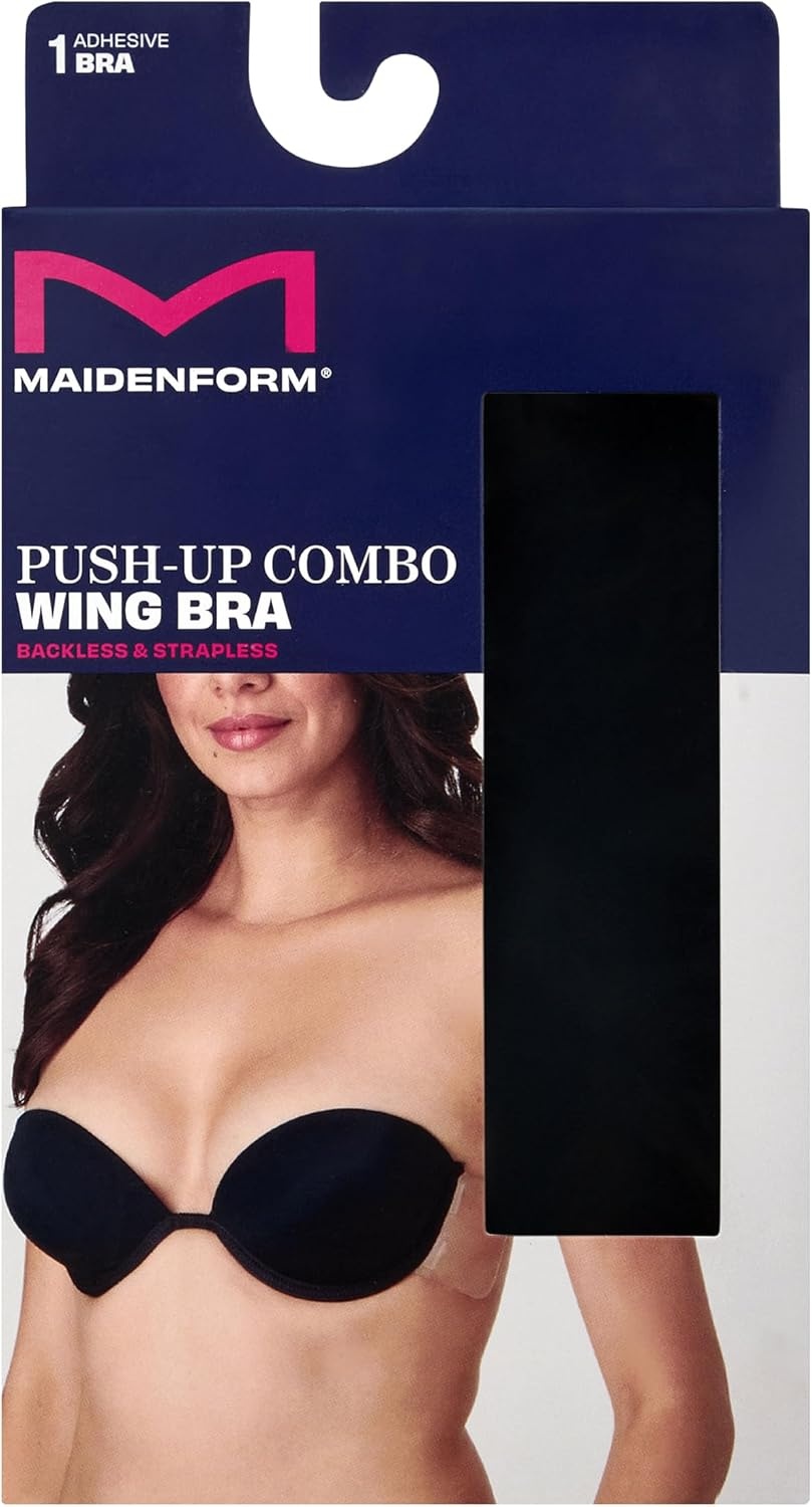 image:imageMaidenform Womens Pushup Bra with Wings Wireless Sticky Bras for Women Reusable Sweat amp Water ResistantBlack