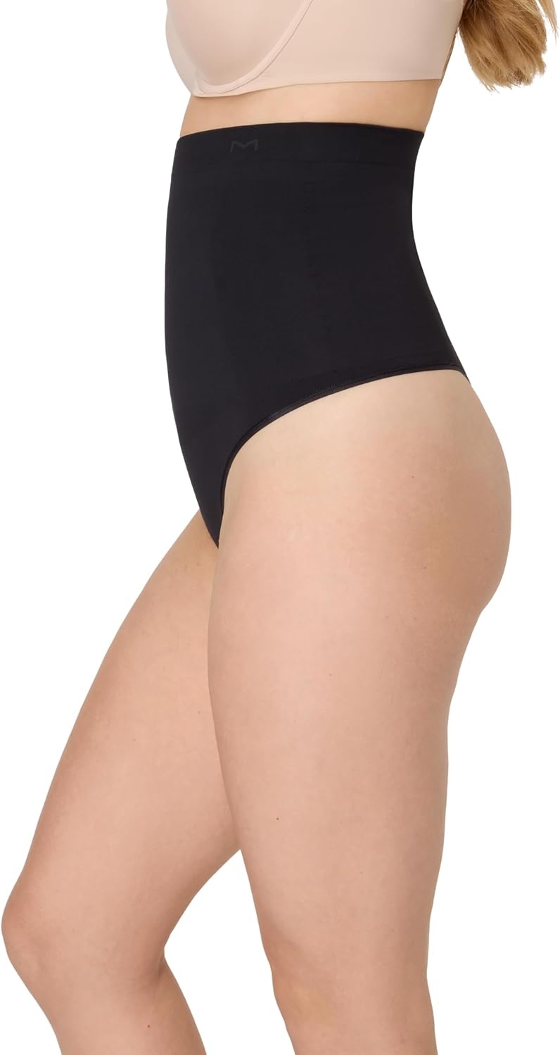 image:imageMaidenform Womens Seamless Shapewear Tummy Control Highwaist Thong Firm Control Shapewear PantyBlack