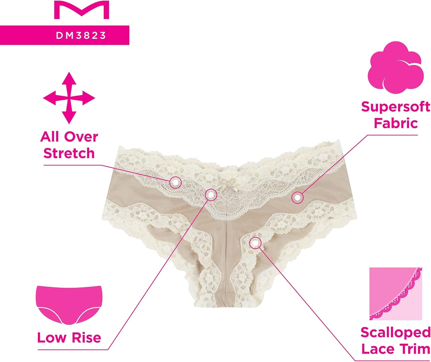 image:imageMaidenform Womens Underwear Hipster Pack 3Pack LowRise Cheeky Underwear Women Pack Lace Hipster Panties for WomenLatte LiftNavy BlackDenim Print