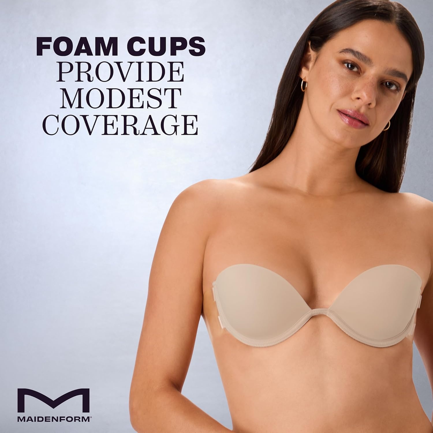 image:imageMaidenform Womens Wireless Bra with Wings Reusable Sticky Bras for Women Sweat amp Water Resistant StraplessAlmond
