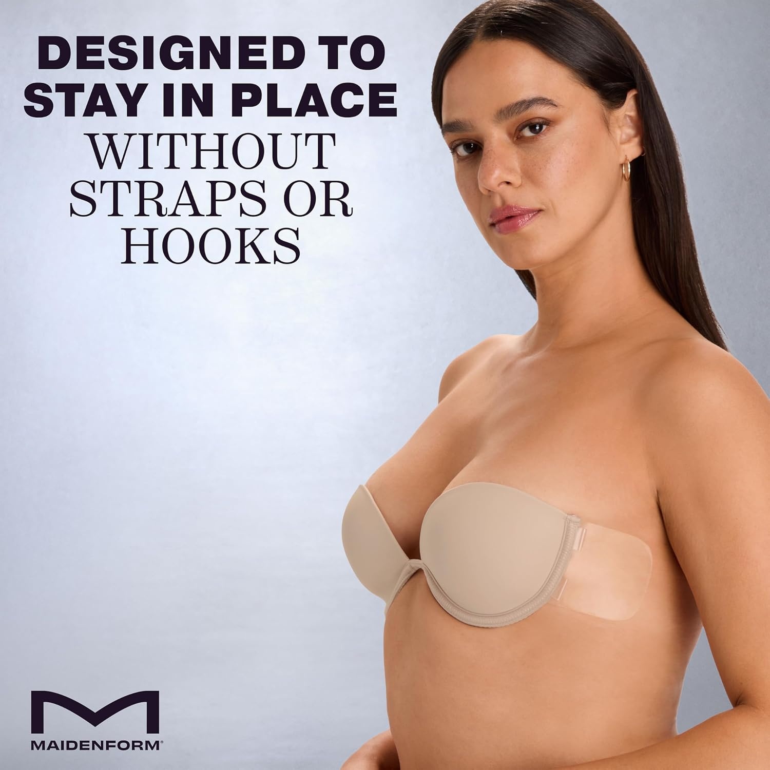 image:imageMaidenform Womens Wireless Bra with Wings Reusable Sticky Bras for Women Sweat amp Water Resistant StraplessAlmond