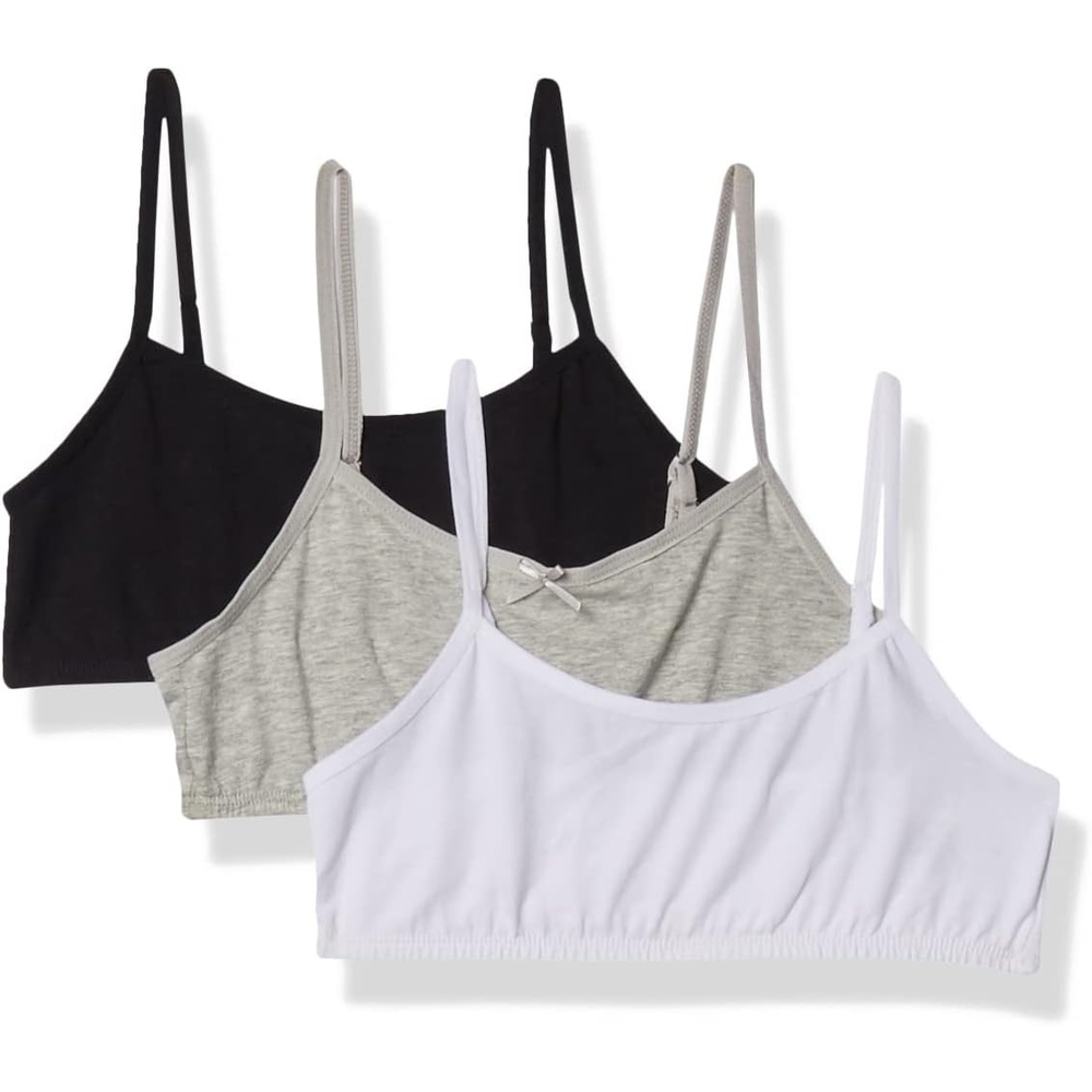 image:imageMaidenform Girl Big Girls Crop Bra Pack of 33 Pack Grey Black White