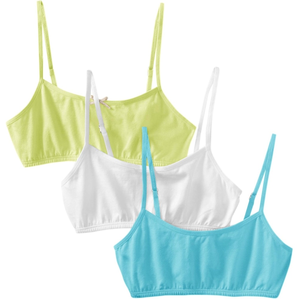 image:imageMaidenform Girl Big Girls Crop Bra Pack of 3Radiance BlueGreenWhite