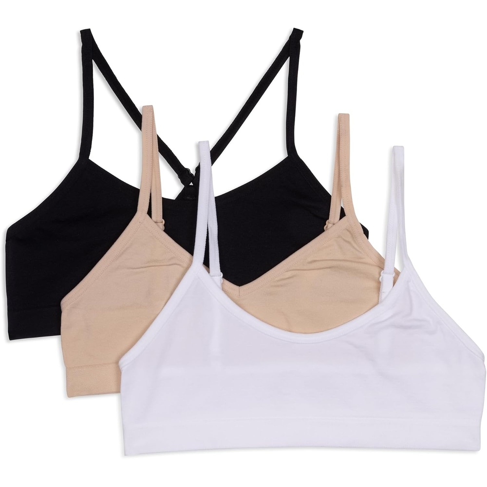 image:imageMaidenform Girls Beginner Crop Bra 3 PackNude White Black