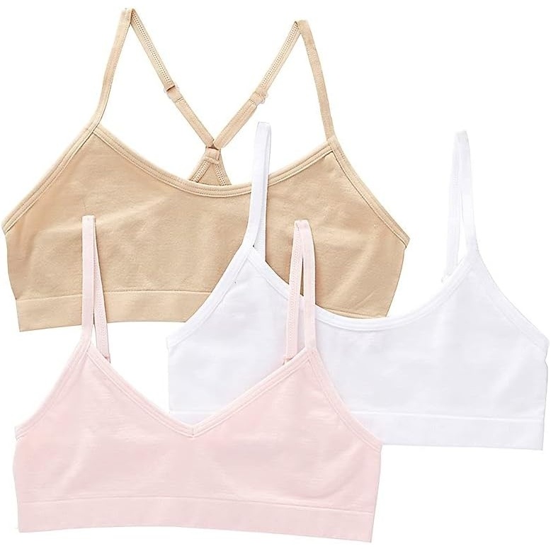 image:imageMaidenform Girls Beginner Crop Bra 3 PackRose White Nude