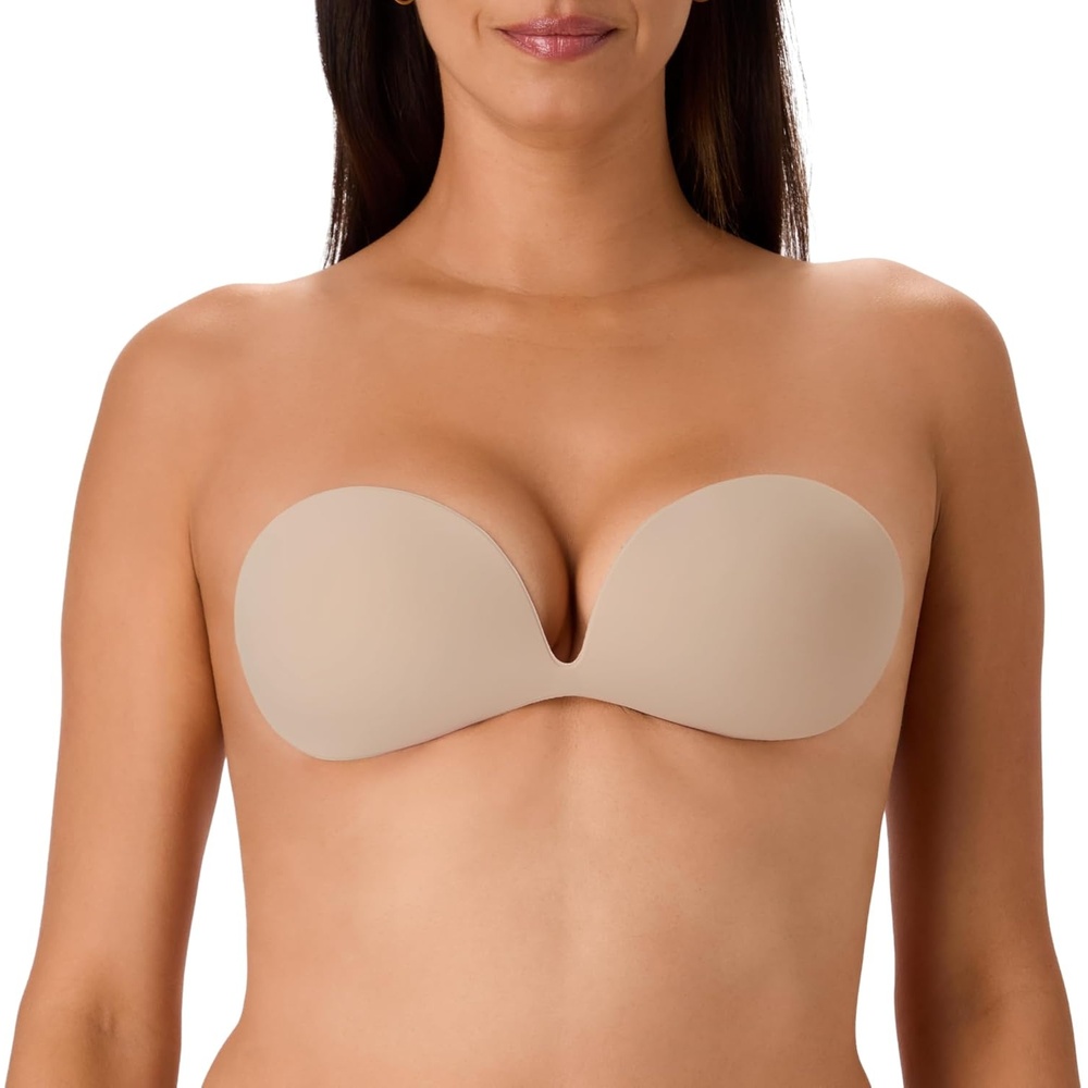image:imageMaidenform Womens Adhesive Bra Invisible Reusable Sticky Bras for Women Strapless Sweat amp Water ResistantAlmond