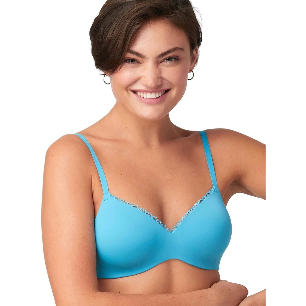 image:imageMaidenform Womens M Lift Bralette Convertible Demi Bra LaceTrimmed Wireless TShirt BraBlue Morning