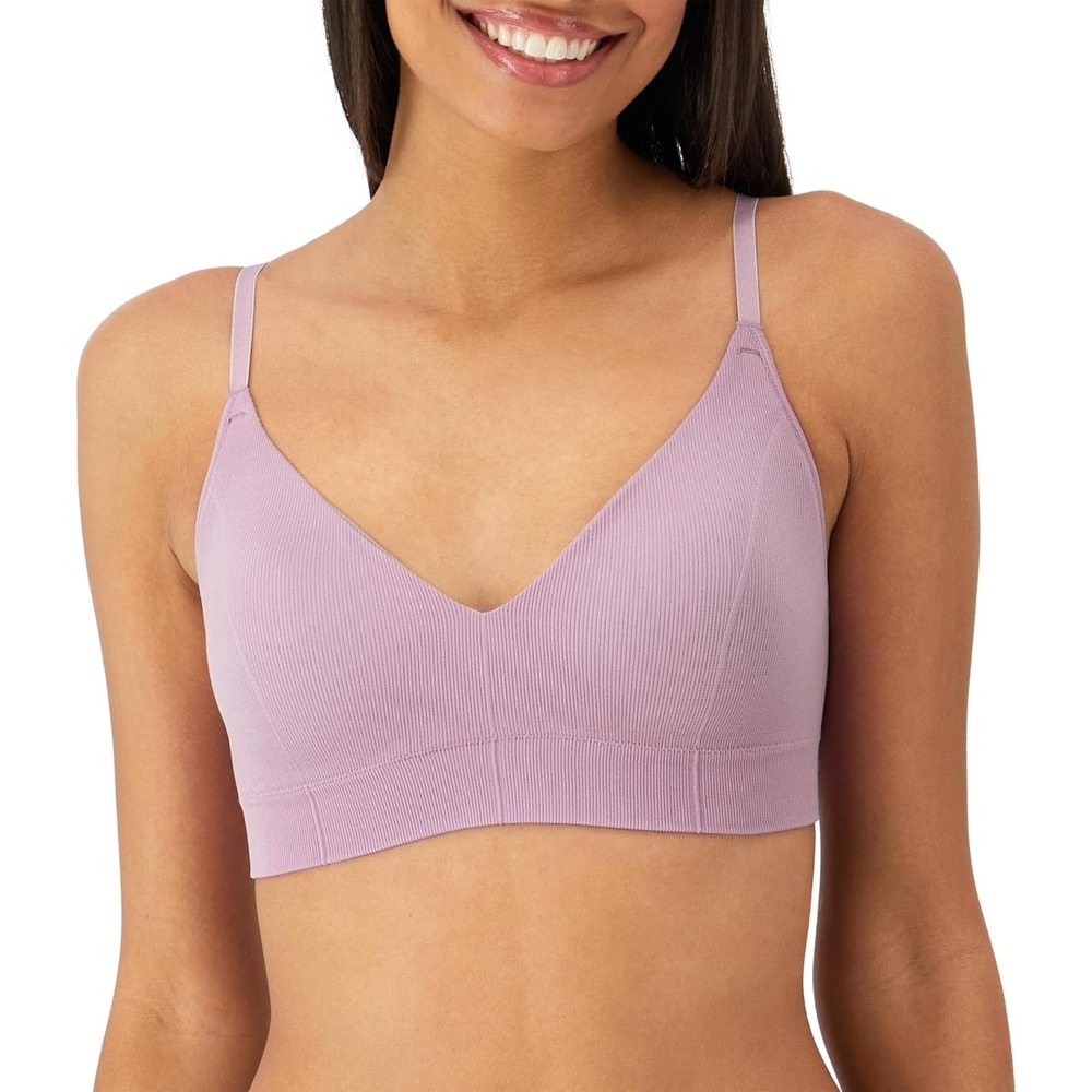 image:imageMaidenform Womens M Rib Seamless Bralette Soft Wireless Pullover Bra Convertible StrapsSojourn Lilac