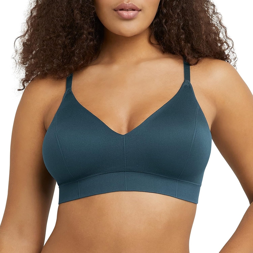 image:imageMaidenform Womens M Rib Seamless Bralette Soft Wireless Pullover Bra Convertible StrapsUrchin Teal