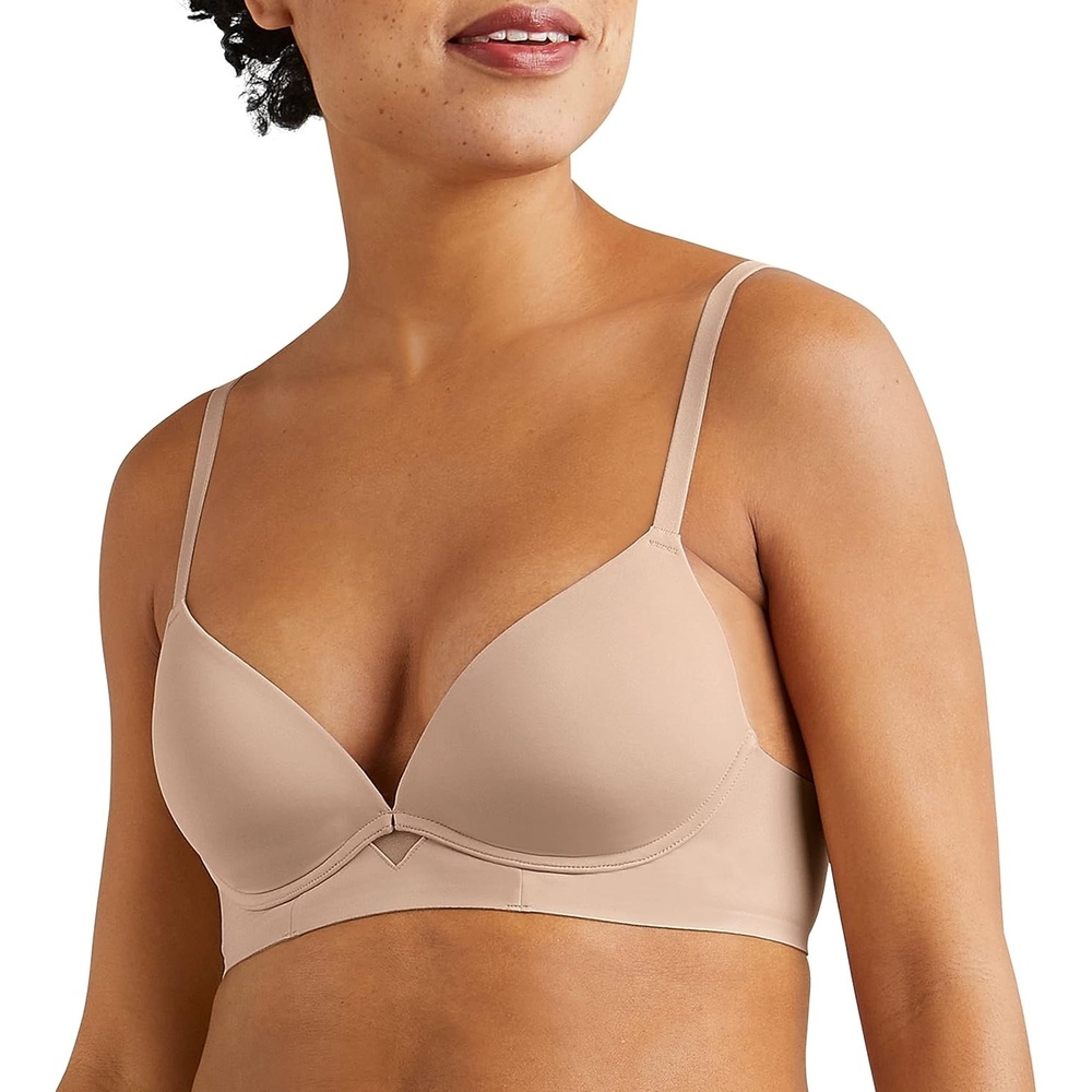 image:imageMaidenform Womens One Fab Fit Wireless Demi Bra with Convertible Straps and Lightly Lined CupsAlmond