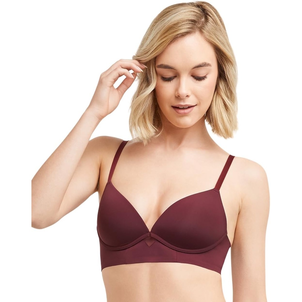 image:imageMaidenform Womens One Fab Fit Wireless Demi Bra with Convertible Straps and Lightly Lined CupsCola Red